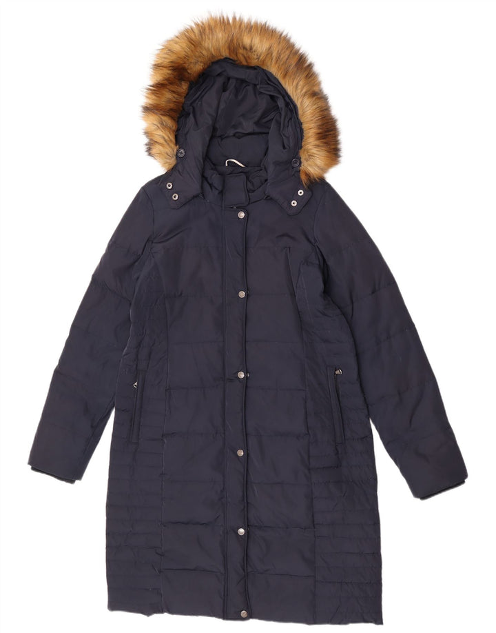 Crew Clothing Wattierter Damenmantel mit Kapuze, UK 12, Mittelmarineblau, Polyester
