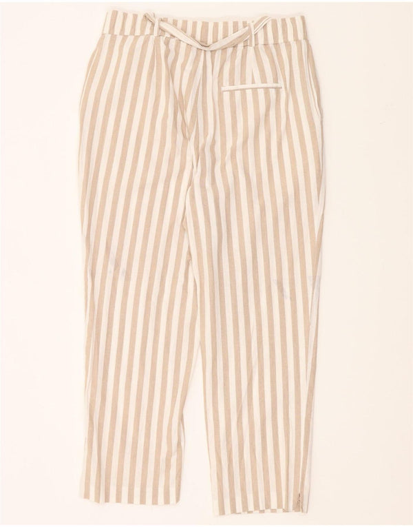 Gerade geschnittene Damenhose von Zara, mittelgroß, W28, L24, beige Nadelstreifen