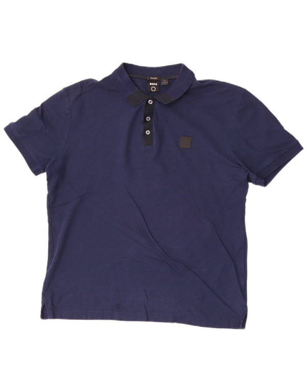 Hugo Boss Herren-Poloshirt, große marineblaue Baumwolle