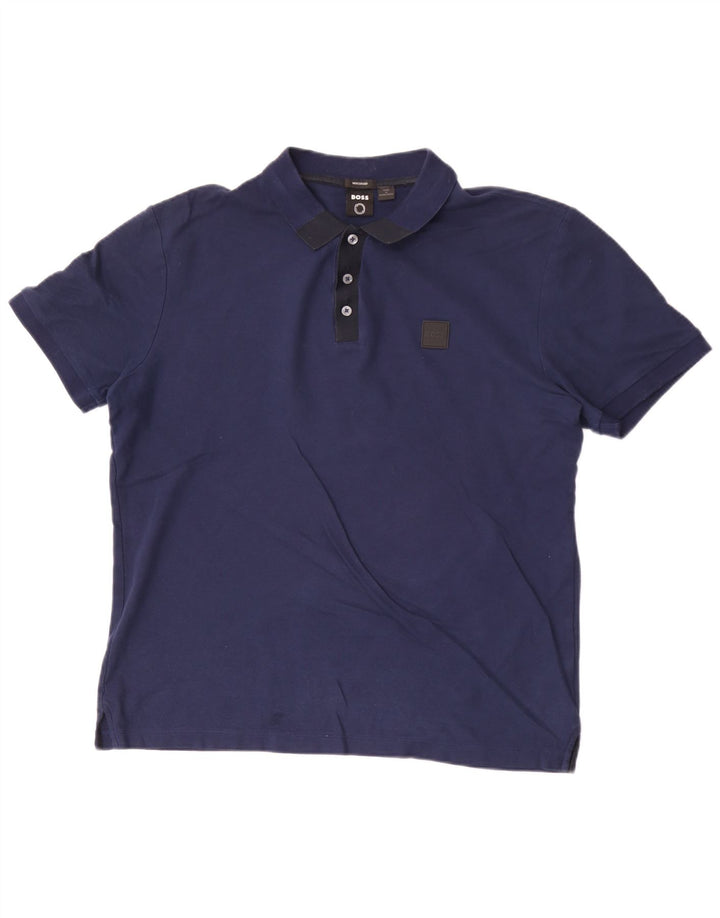 Hugo Boss Herren-Poloshirt, große marineblaue Baumwolle