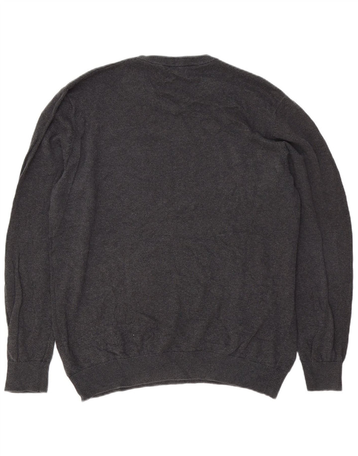 Jack & Jones Herren-Pullover mit V-Ausschnitt, XL, graue Baumwolle