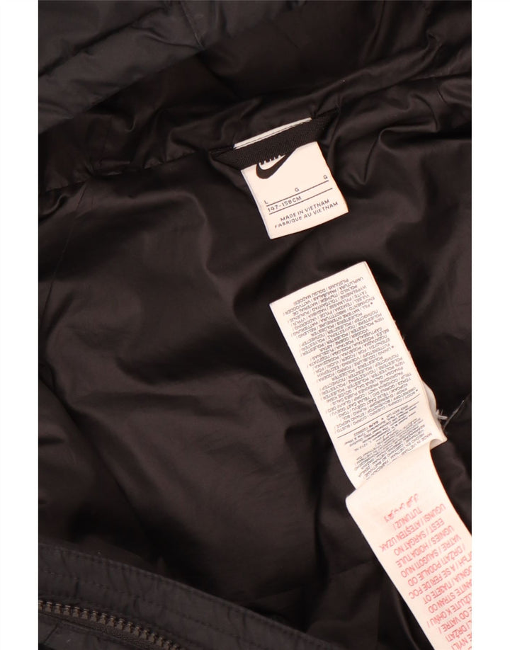 Nike Wattierte Jacke mit Kapuze für Jungen, 12–13 Jahre, Größe L, Schwarz, Polyester