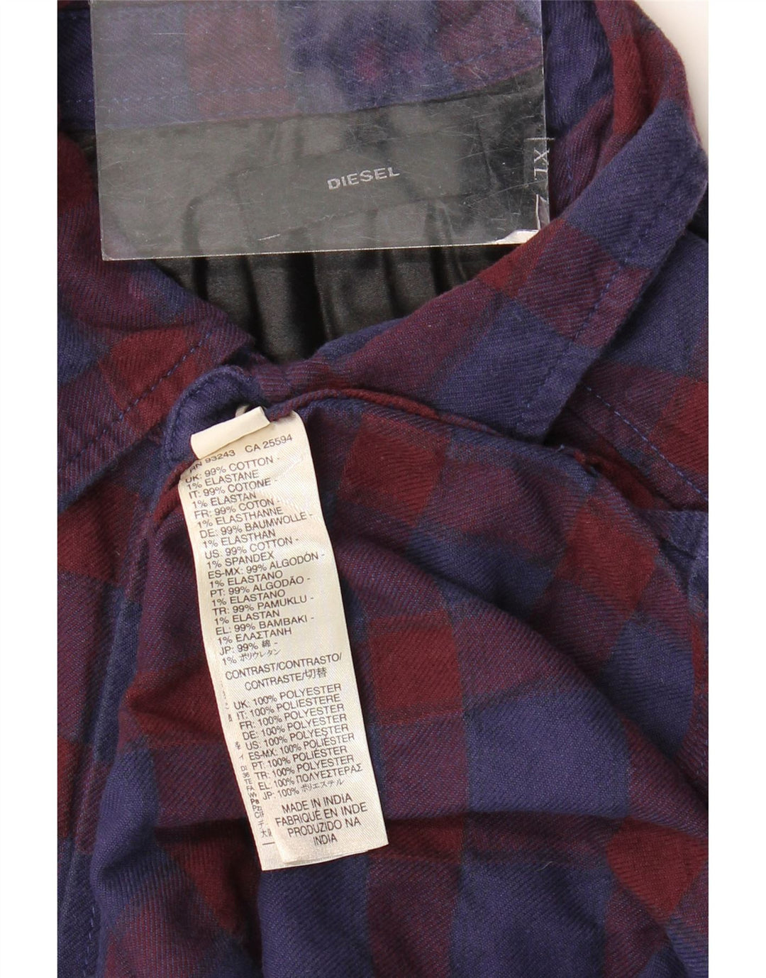 Diesel Herren-Flanellhemd XL, marineblau, kariert, Baumwolle
