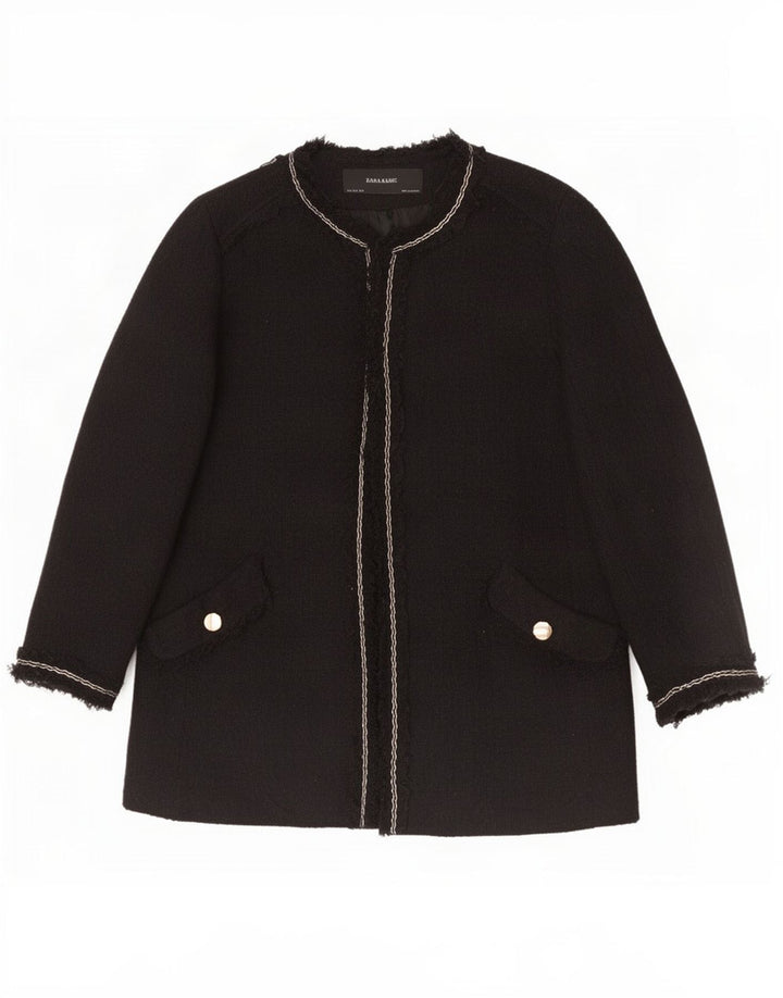 Offene Blazerjacke für Damen von Zara, Gr. 44, groß, aus schwarzem Acryl