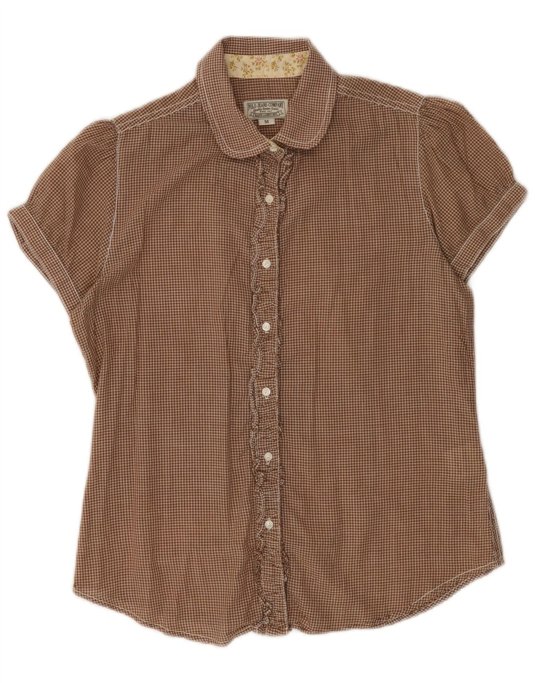 POLO RALPH LAUREN Damen Kurzarm-Hemdbluse UK 12 Mittelbraun