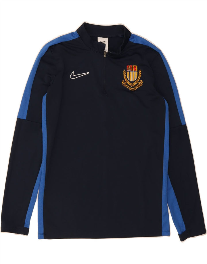 NIKE Boys Dri Fit Pullover Tracksuit Top 12-13 Years Large Navy Blue Vintage Nike and Second-Hand Nike from Messina Hembry 