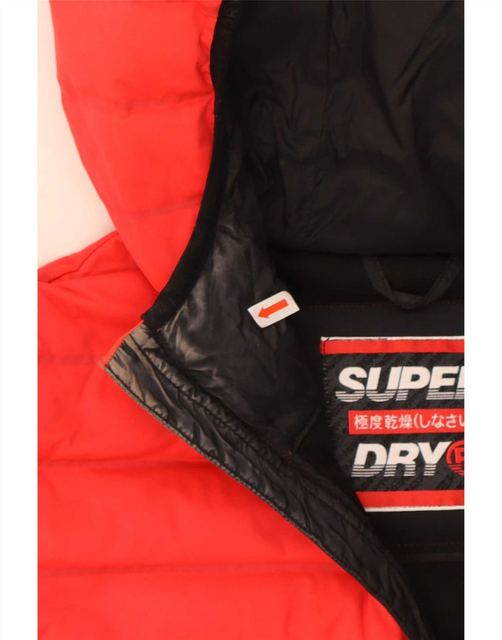 Superdry Wattierte Damenjacke mit Kapuze, UK 10, Größe S, Rot, Polyester