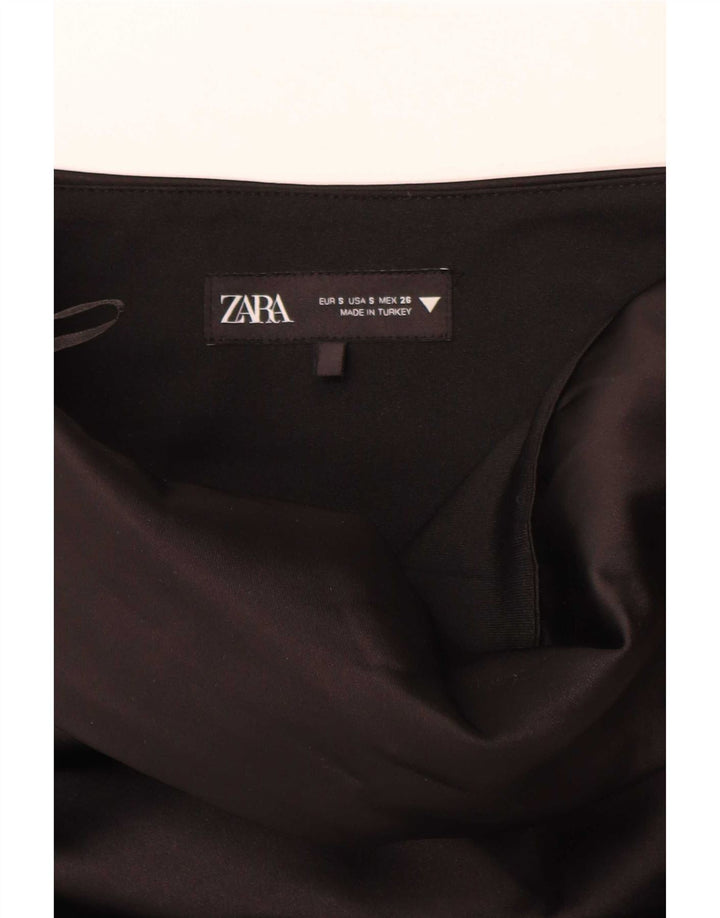 Zara Damen Crop Trägerloses Top UK 10 Small Schwarz Polyester