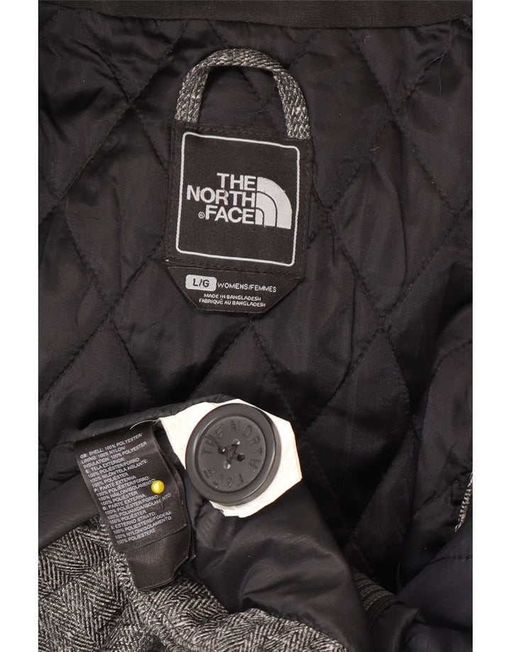 The North Face Damen Bomberjacke mit Kapuze, UK 16, Größe L, grau, Fischgrätenmuster