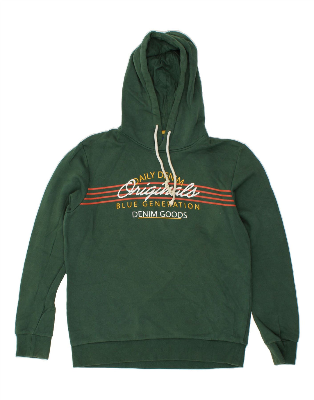 JACK & JONES Mens Graphic Hoodie Jumper Medium Green Cotton Vintage Jack & Jones and Second-Hand Jack & Jones from Messina Hembry 