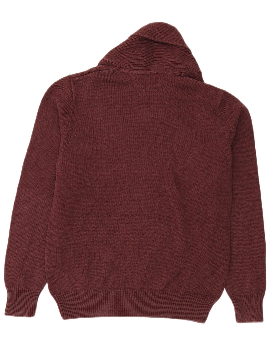 Marks & Spencer Herren-Pullover mit Schalkragen, mittelgroße Baumwolle, Burgunderrot