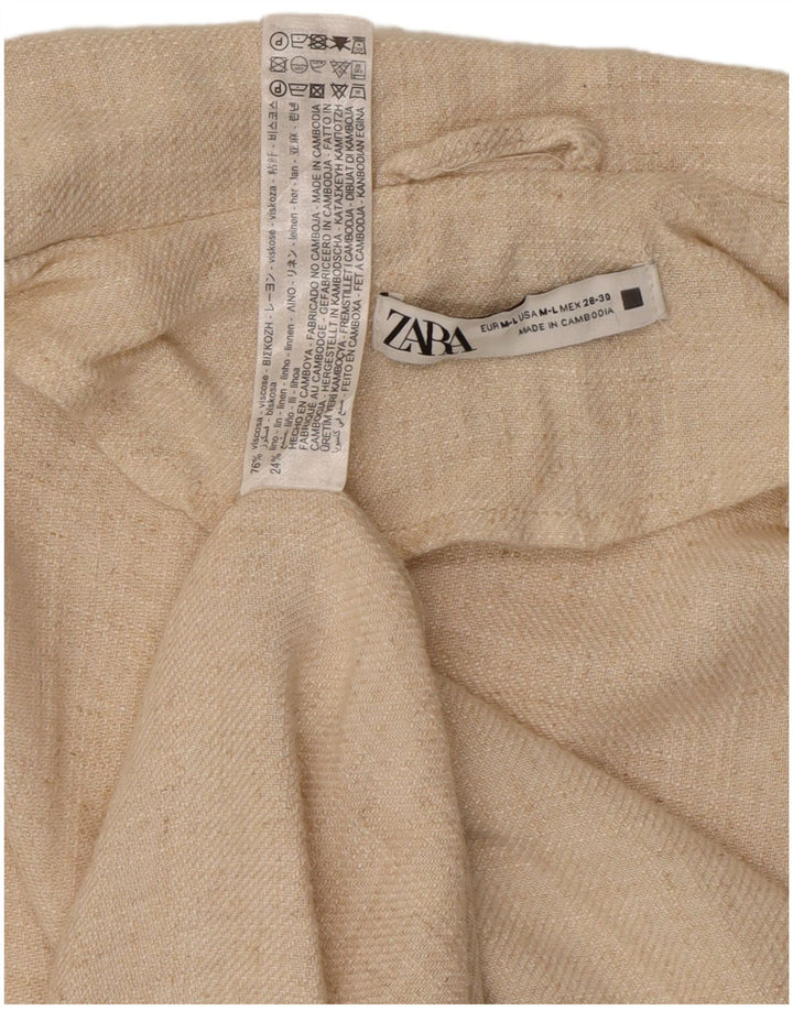 Zara Damen Longline Open Cardigan Pullover UK 14 Mittelbeige Viskose