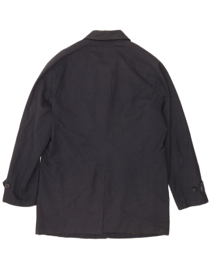 Marks & Spencer Herrenmantel UK 38 Mittelmarineblauer Hahnentritt-Polyester