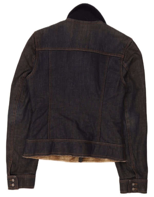 Calvin Klein Damen Denim Sherpa Jacke UK 14 Medium Marineblau Baumwolle