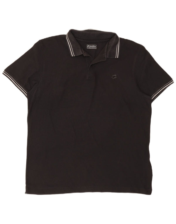 Lotto Herren Poloshirt 2XL schwarz gestreift aus Baumwolle