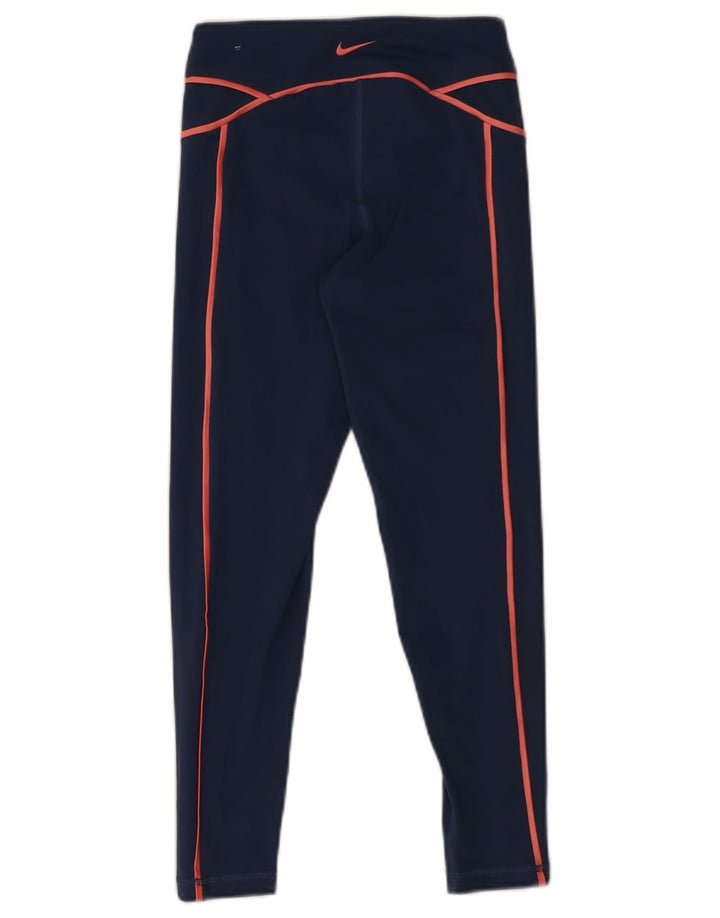 Nike Damen Dri Fit Graphic Leggings UK 8 Small Marineblau Polyester