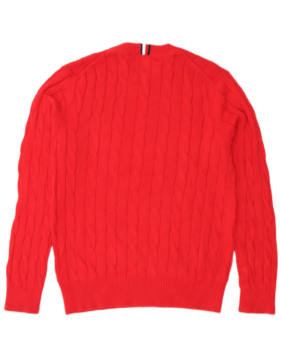 Tommy Hilfiger Herren-Pullover mit Rundhalsausschnitt, mittelrote Baumwolle