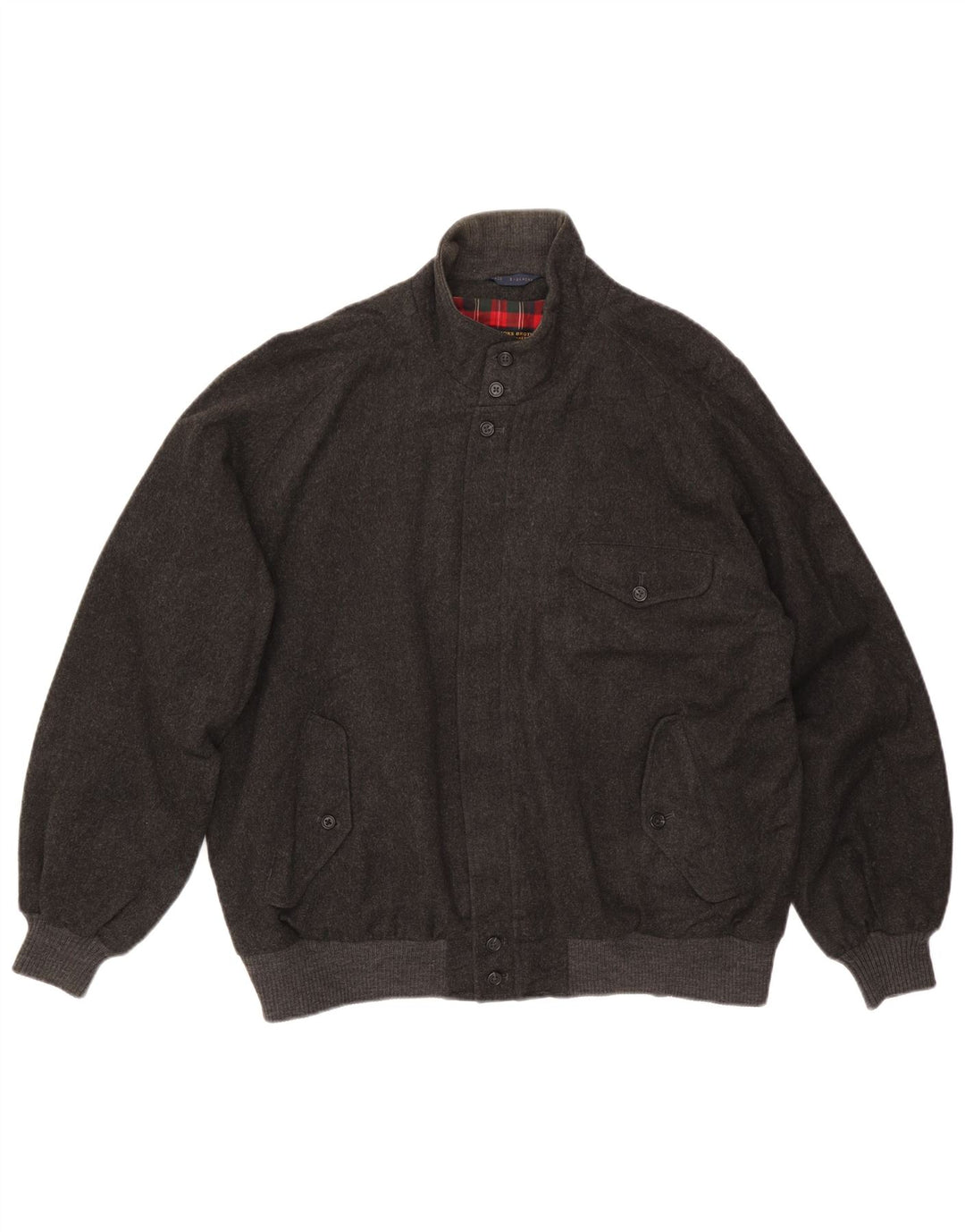 Brooks Brothers Herren Bomberjacke UK 44 2XL Graue Wolle