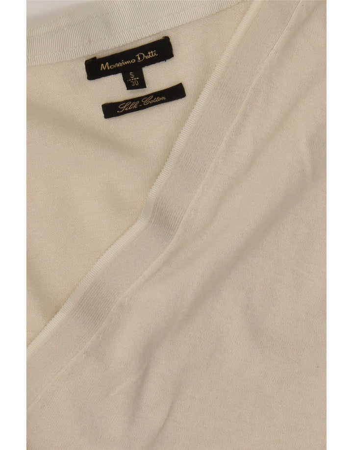 Massimo Dutti Damen-Cardigan-Pullover UK 10 Small Beige Seide