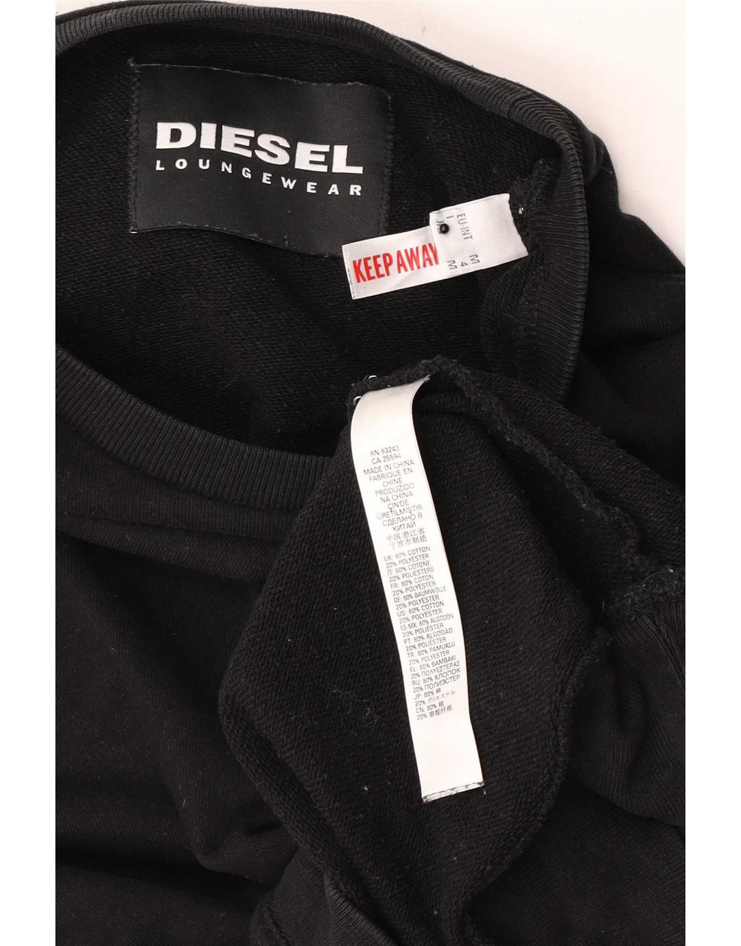 Diesel Womens Graphic Sweatshirt Pullover UK 14 Mittelschwarze Baumwolle