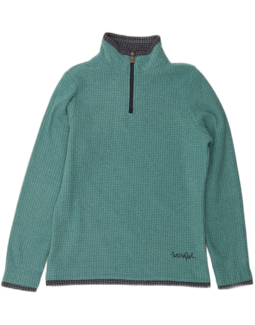 WEIRD FISH Damen-Fleecepullover mit Reißverschluss am Hals, Gr. 10, Größe S, Grün, Polyester