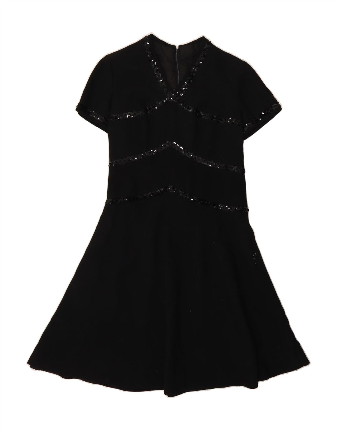 VINTAGE Womens Short Sleeves A-Line Dress UK 12 Medium Black Vintage Vintage and Second-Hand Vintage from Messina Hembry 