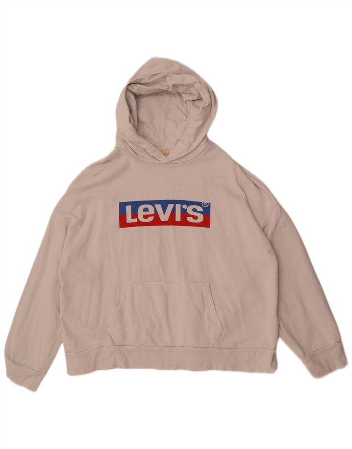 Levi's Damen-Kapuzenpullover mit Grafik, übergroß, Größe UK 14, mittelweiße Baumwolle