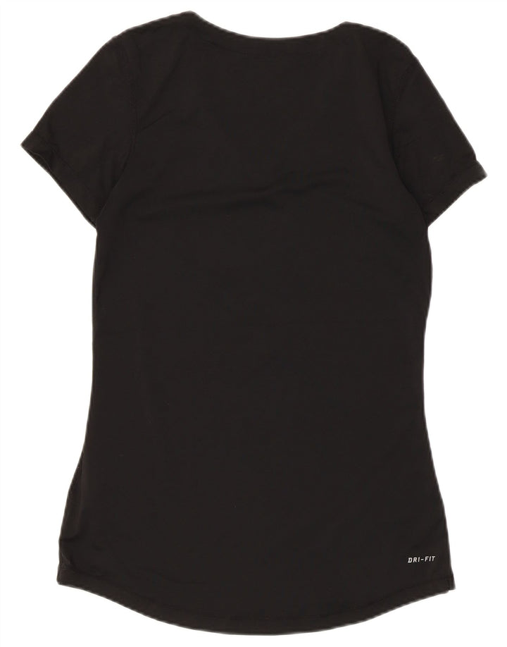 Nike Damen Dri Fit T-Shirt Top UK 12 Medium Schwarz Polyester