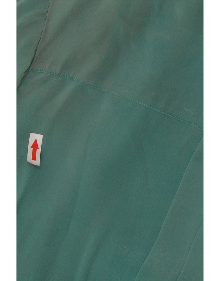 VINTAGE Damen-Blusenoberteil mit Vorderkrawatte und langen Ärmeln, UK 16, große grüne Seide