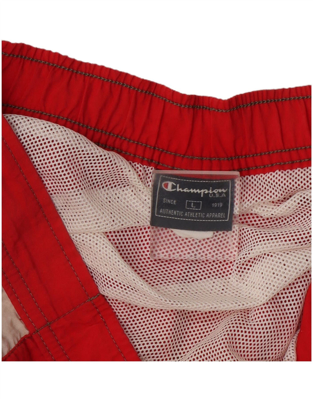 Champion Herren-Badeshorts mit Grafik, groß, rot, Colourblock-Polyamid