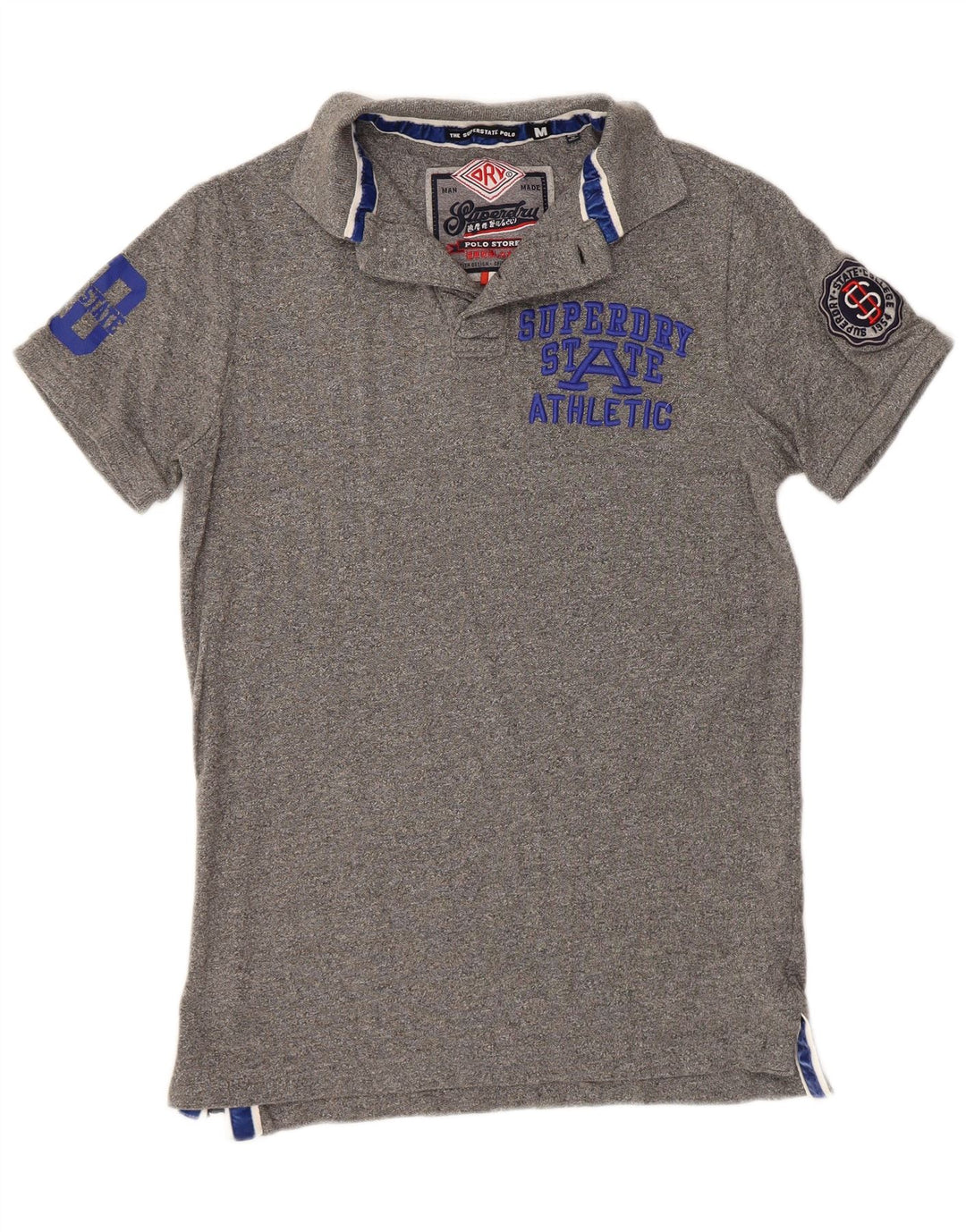 SUPERDRY Herren-Poloshirt aus mittelgrauer Baumwolle mit Grafik