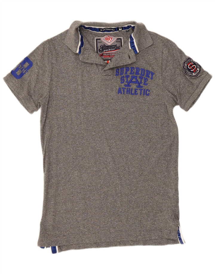 SUPERDRY Herren-Poloshirt aus mittelgrauer Baumwolle mit Grafik