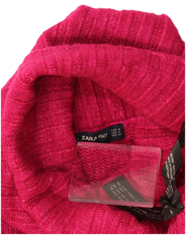 Übergroßer Rollkragenpullover von Zara für Damen, Gr. 14, Mittelrosa, Acryl