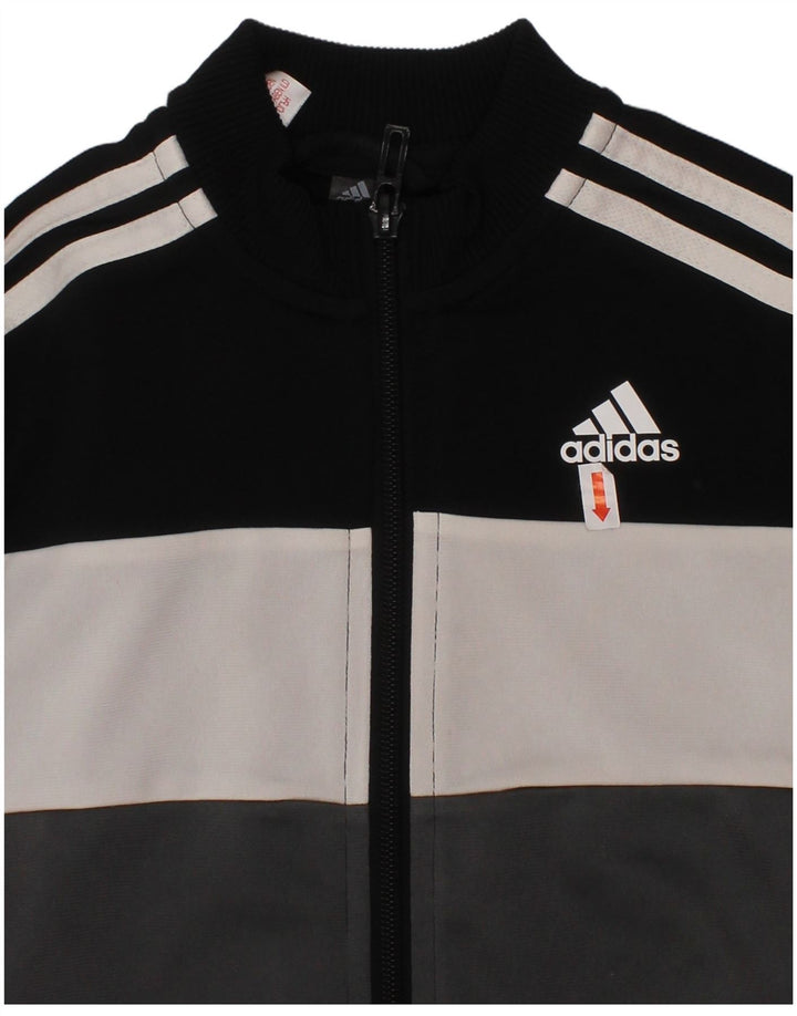 ADIDAS Jungen-Trainingsanzug-Top-Jacke, 4–5 Jahre, schwarzes Farbblock-Polyester