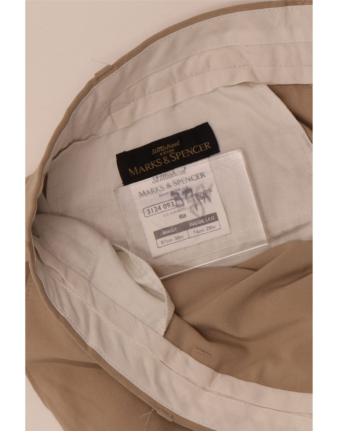Marks & Spencer Herren-Kurzhose W38 L24 Beige Polyester