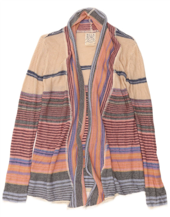 Billabong Womens Open Cardigan Sweater UK 10 Small Mehrfarbig gestreift