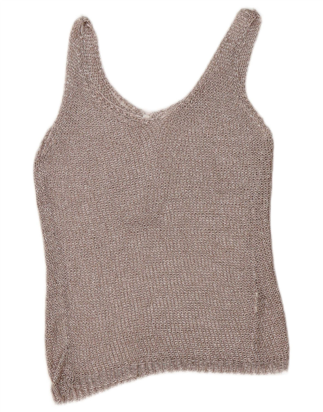 Vintage Damen Häkelweste Top UK 12 Medium Silber
