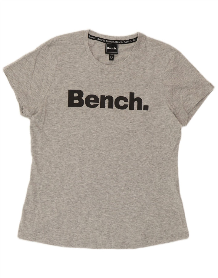 BENCH Grafik-T-Shirt-Oberteil für Damen, UK 16, Größe L, grau meliert, Baumwolle