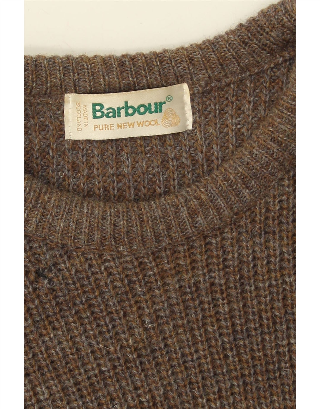 BARBOUR Herren-Pullover mit Rundhalsausschnitt, mittelgroße Khaki-Schurwolle