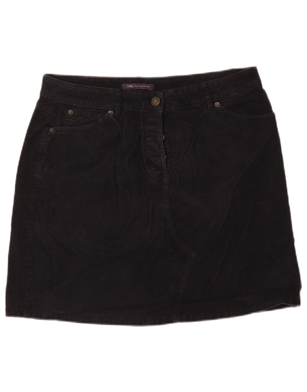 Marks & Spencer Damen Mini-Cordrock UK 12 Medium W32 Schwarze Baumwolle