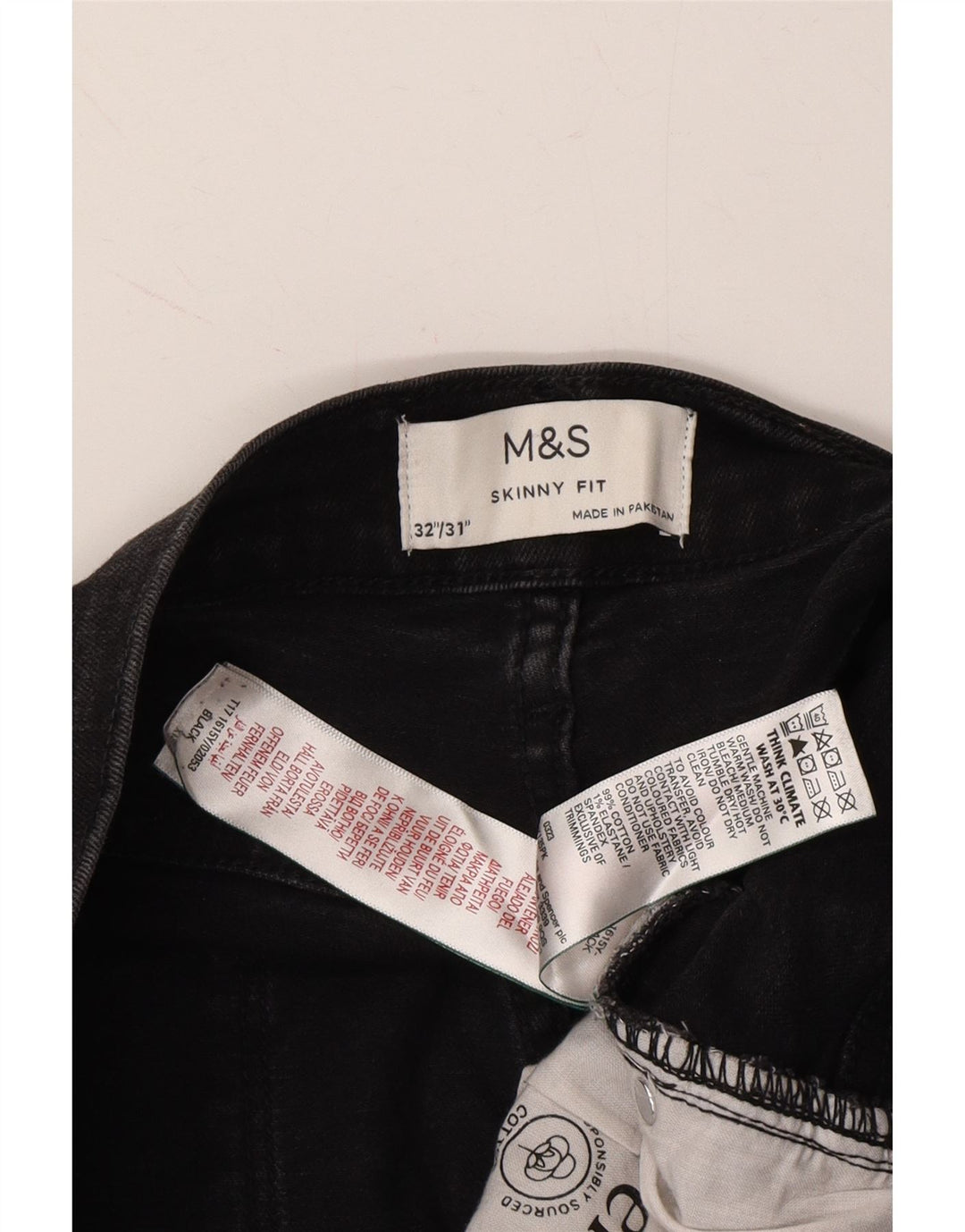MARKS & SPENCER Womens Skinny Jeans W32 L31 Black Cotton Vintage Marks & Spencer and Second-Hand Marks & Spencer from Messina Hembry 
