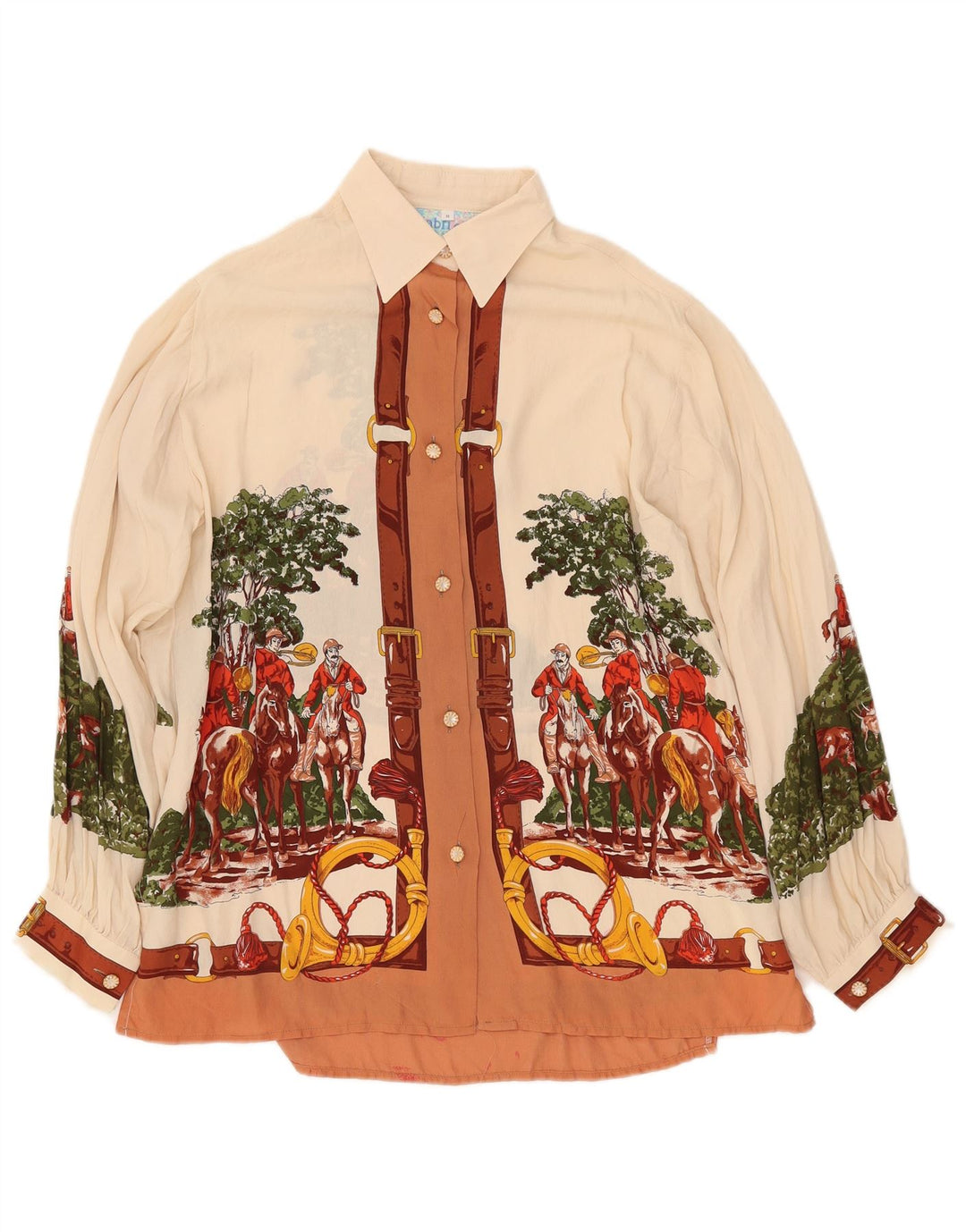 GABRI ELLE LA CAMICIA Grafik-Hemdbluse für Damen, UK 16, Größe L, gebrochenes Weiß