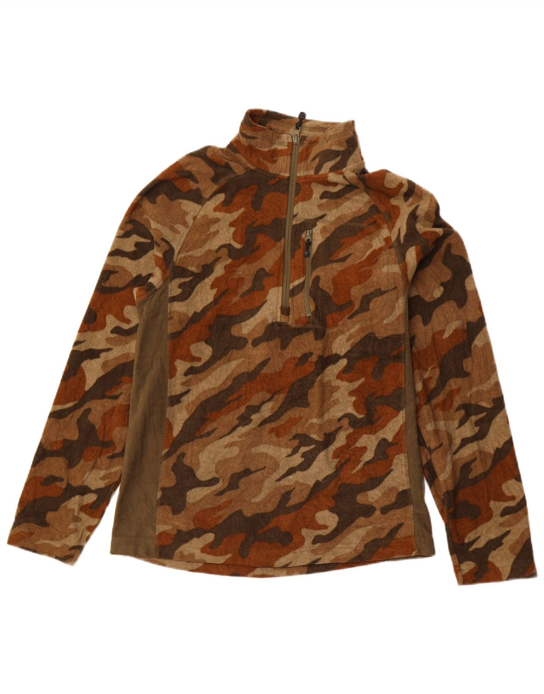STARTER Herren-Fleecepullover mit Reißverschluss am Hals, klein, braun, Camouflage-Sport