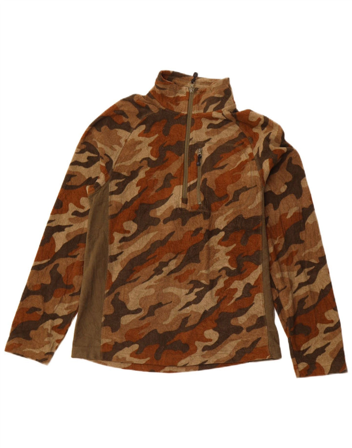 STARTER Herren-Fleecepullover mit Reißverschluss am Hals, klein, braun, Camouflage-Sport