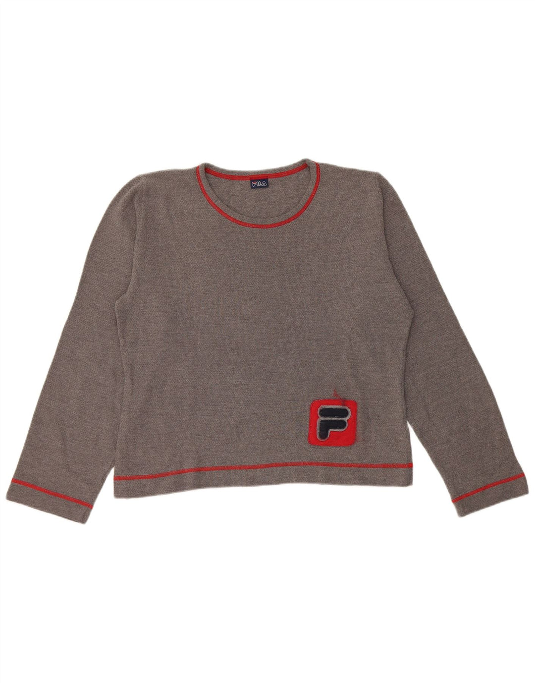 Fila Damen Crop Graphic Top Langarm UK 16 Large Grau