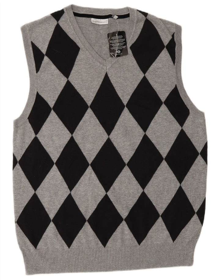 Angelo Litrico Herren Weste Tank Top XL Grau Argyle/Diamant Baumwolle