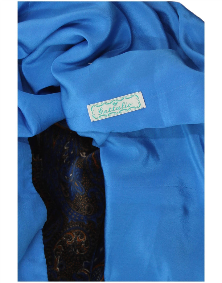 VINTAGE Damen Samt 5-Knopf-Blazerjacke UK 14 Großes blaues Paisleymuster