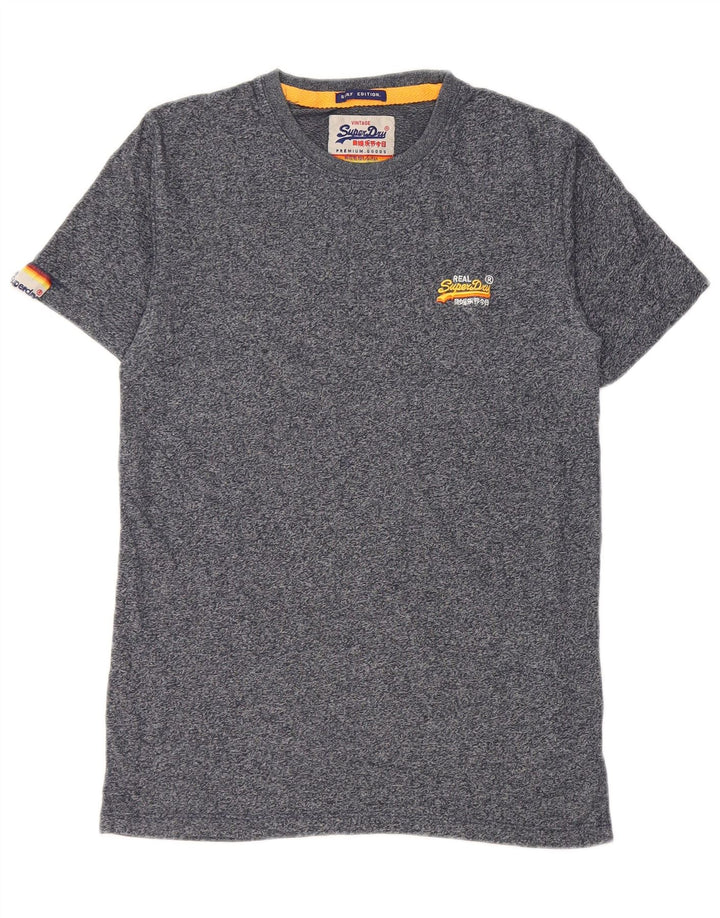 Superdry T-Shirt-Oberteil für Herren, Größe S, Marineblau, gesprenkelte Baumwolle