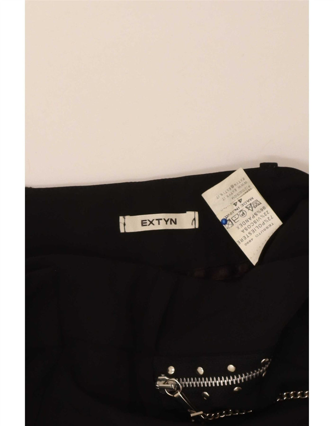 Extyn Damen gerader Rock IT 44 Medium W30 Schwarz Polyester
