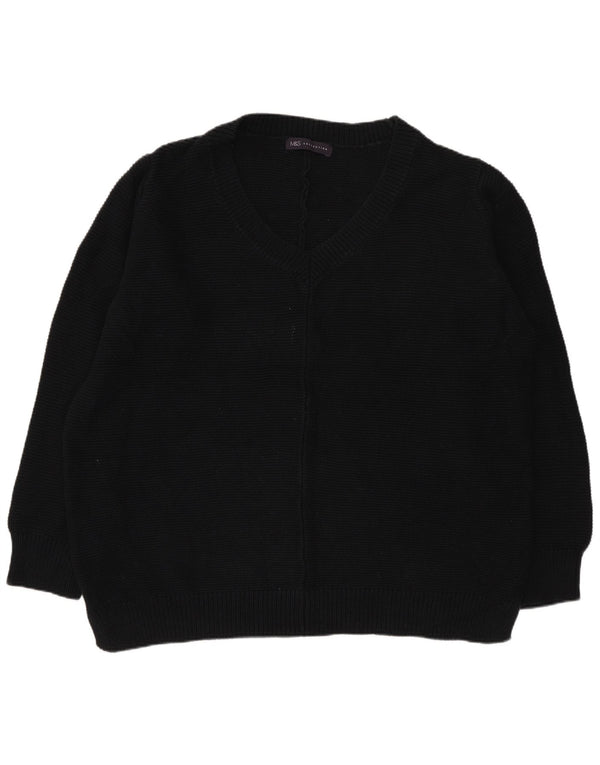 Marks & Spencer Herren-Pullover mit V-Ausschnitt, UK 20 2XL, schwarze Baumwolle
